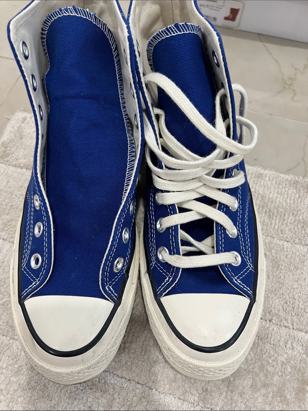 Classic High-Top Canvas Sneakers in Royal Blue and White